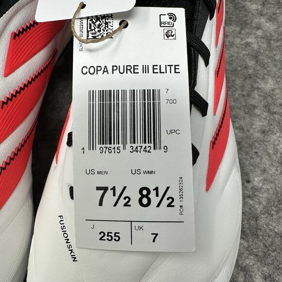 Adidas Copa Pure 3 Elite AG Soccer Cleats Mens Size 7.5 White Red Black ID9054 - Picture 10 of 14
